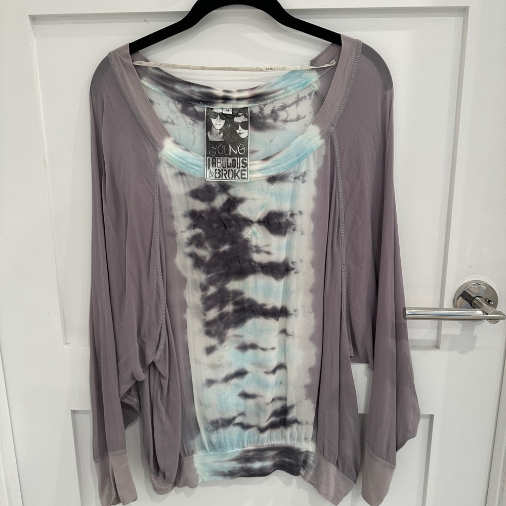 Young Fabulous & Broke Tie-Dye Sweatshirt - Gray and Blue